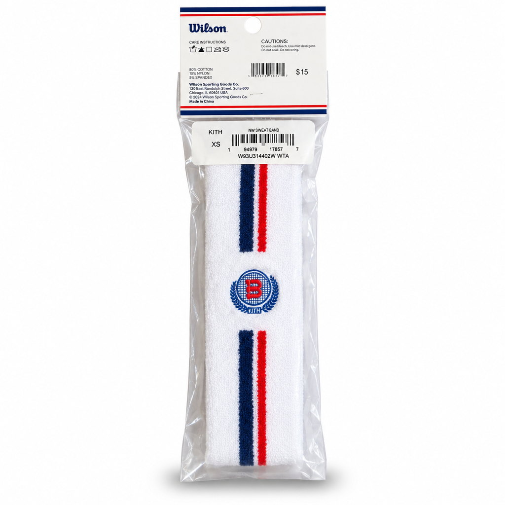 Kith for Wilson Terry Stripe Headband Red White Navy 2024