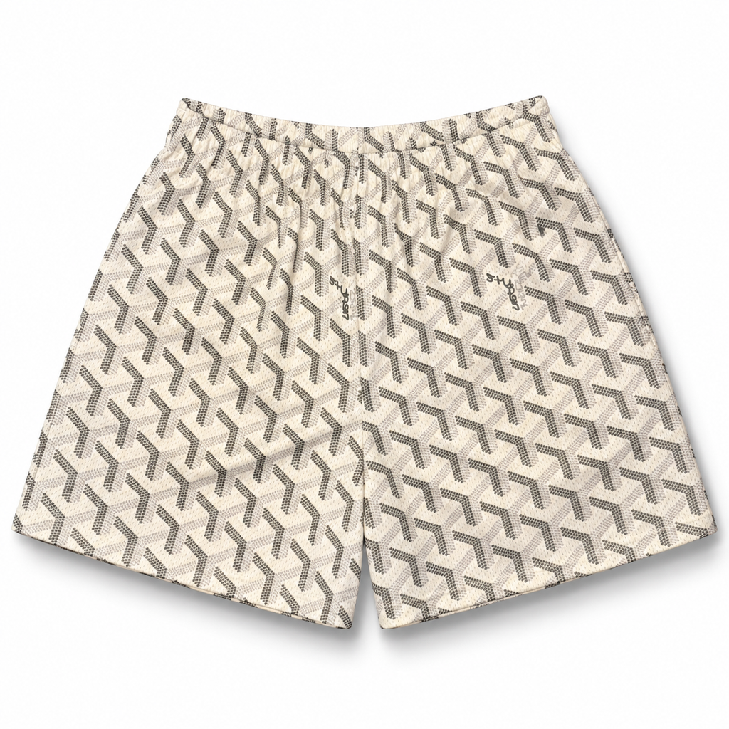 Bravest Studios Goyard-Inspired Mesh Monogram Shorts Cream 2020 (USED)