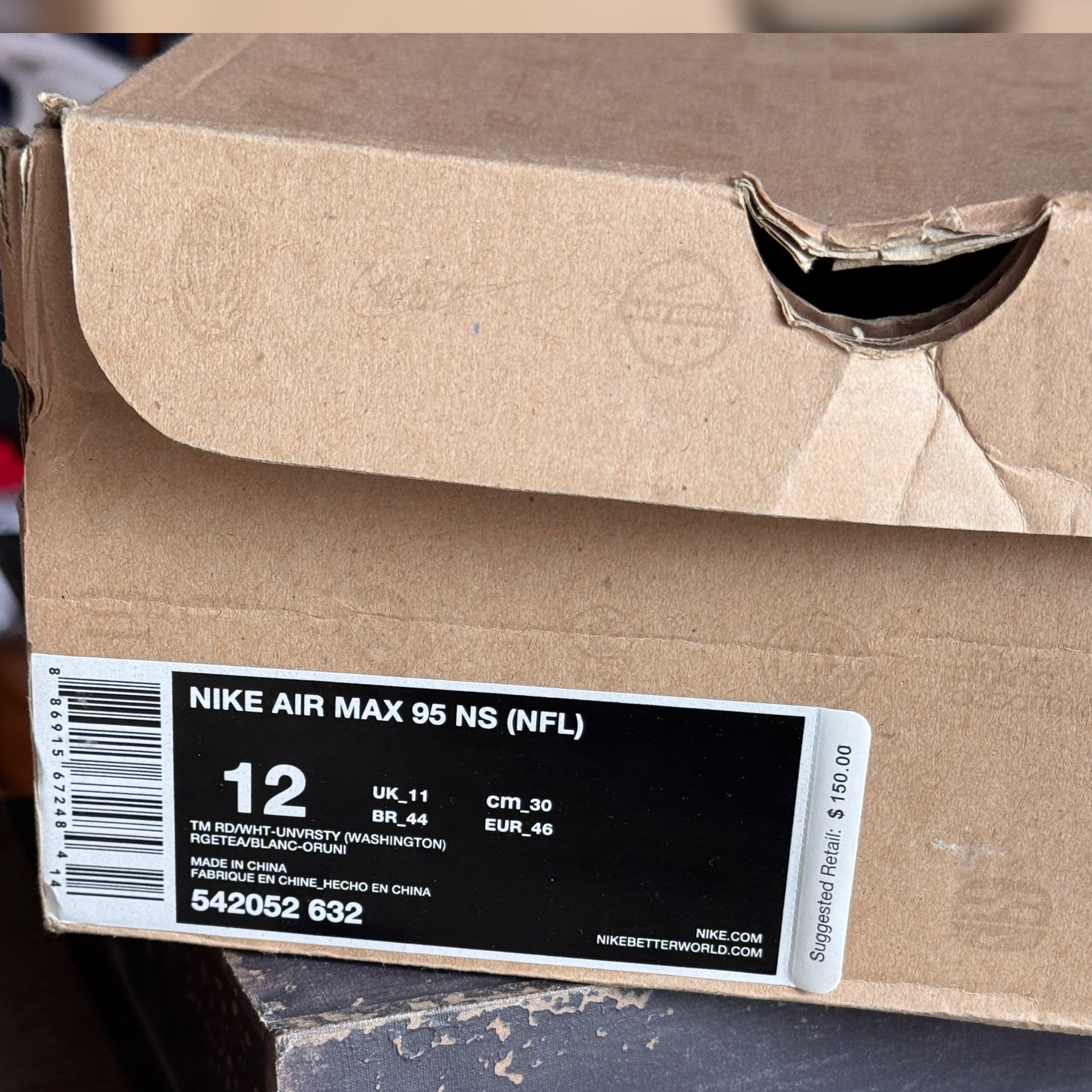 Nike Air Max 95 Ns NFL Washington Redskins 2012 (USED)