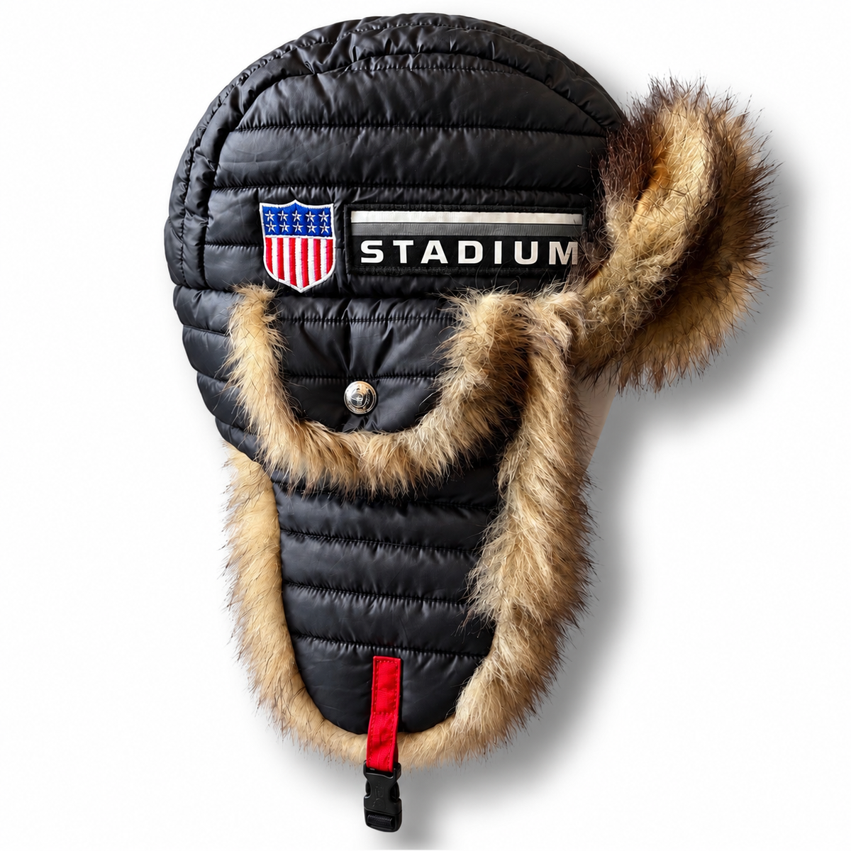 Polo Ralph Lauren Winter Stadium 1992 Earflap Hat Black Tan 2018 (USED)