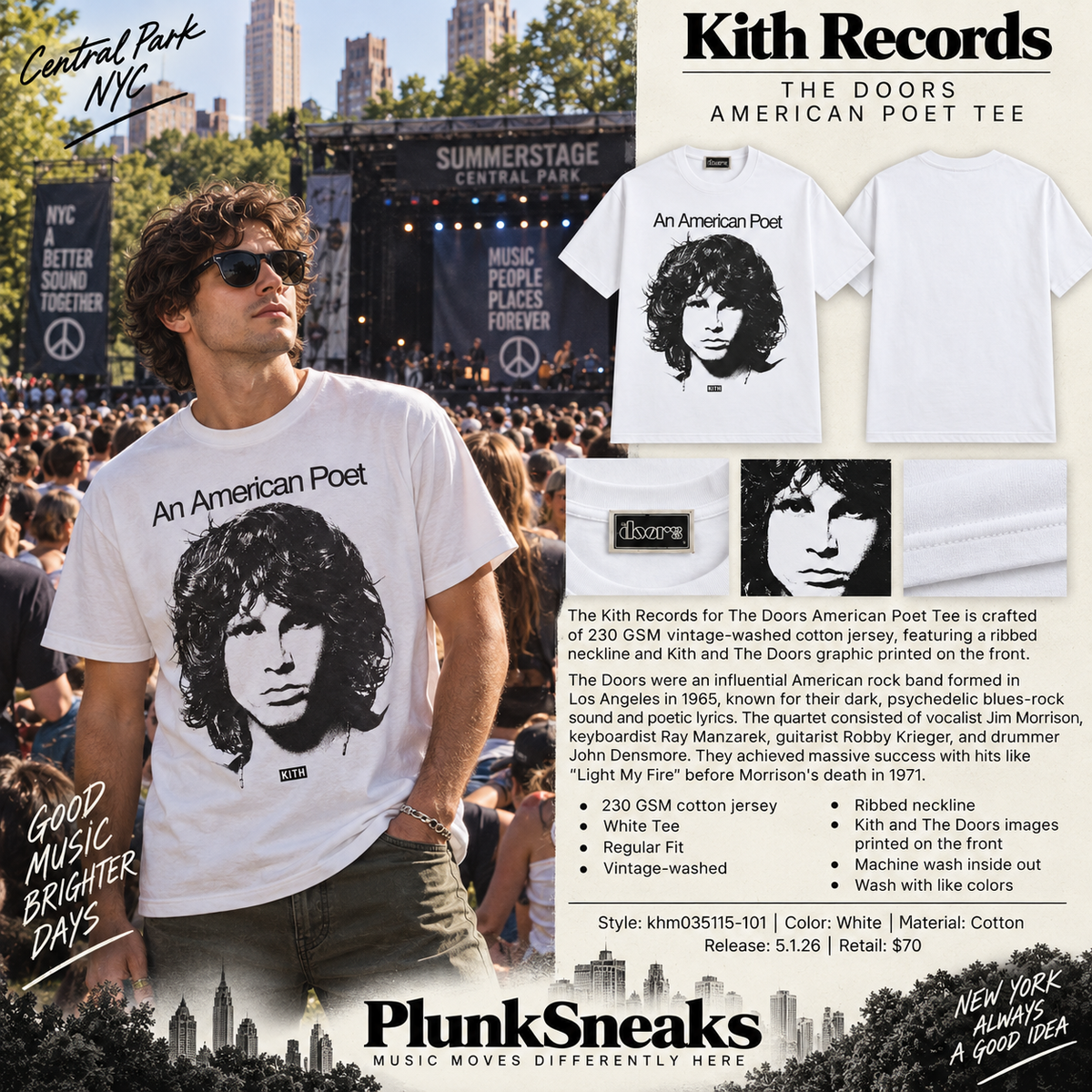 Kith Records for The Doors American Poet Tee White 2026