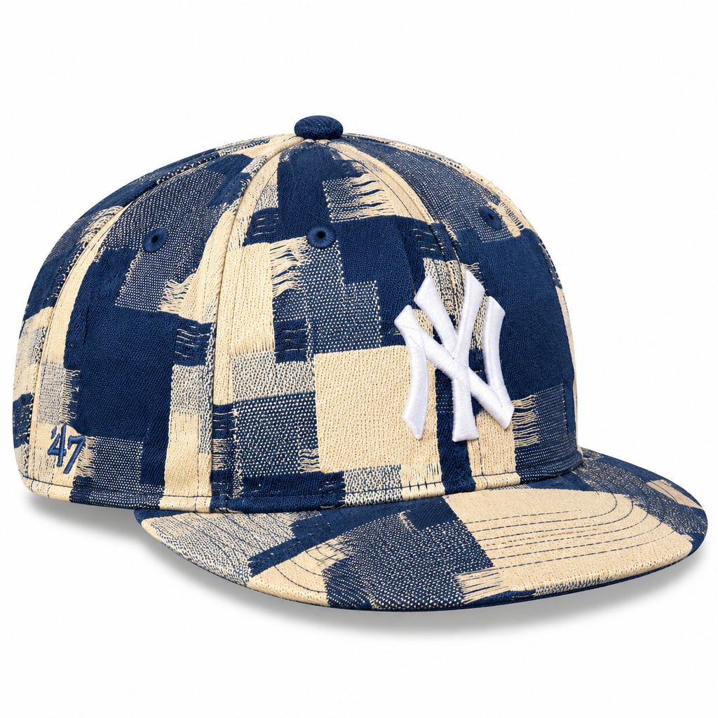 Kith ‘47 for the New York Yankees Jumbo Houndstooth LS Franchise Fitted Cap Cyanotype 2024 (USED)