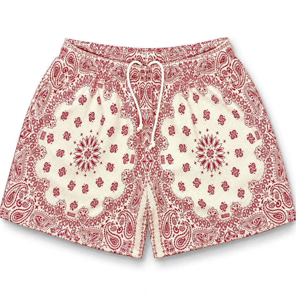 Bravest Studios Bandana Mesh Shorts Cream Red 2022 (USED)