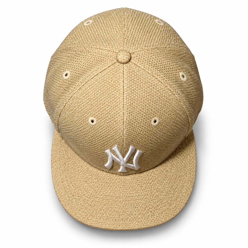 Kith New Era New York Yankees Raffia Fitted Hat Natural 2025 (USED)