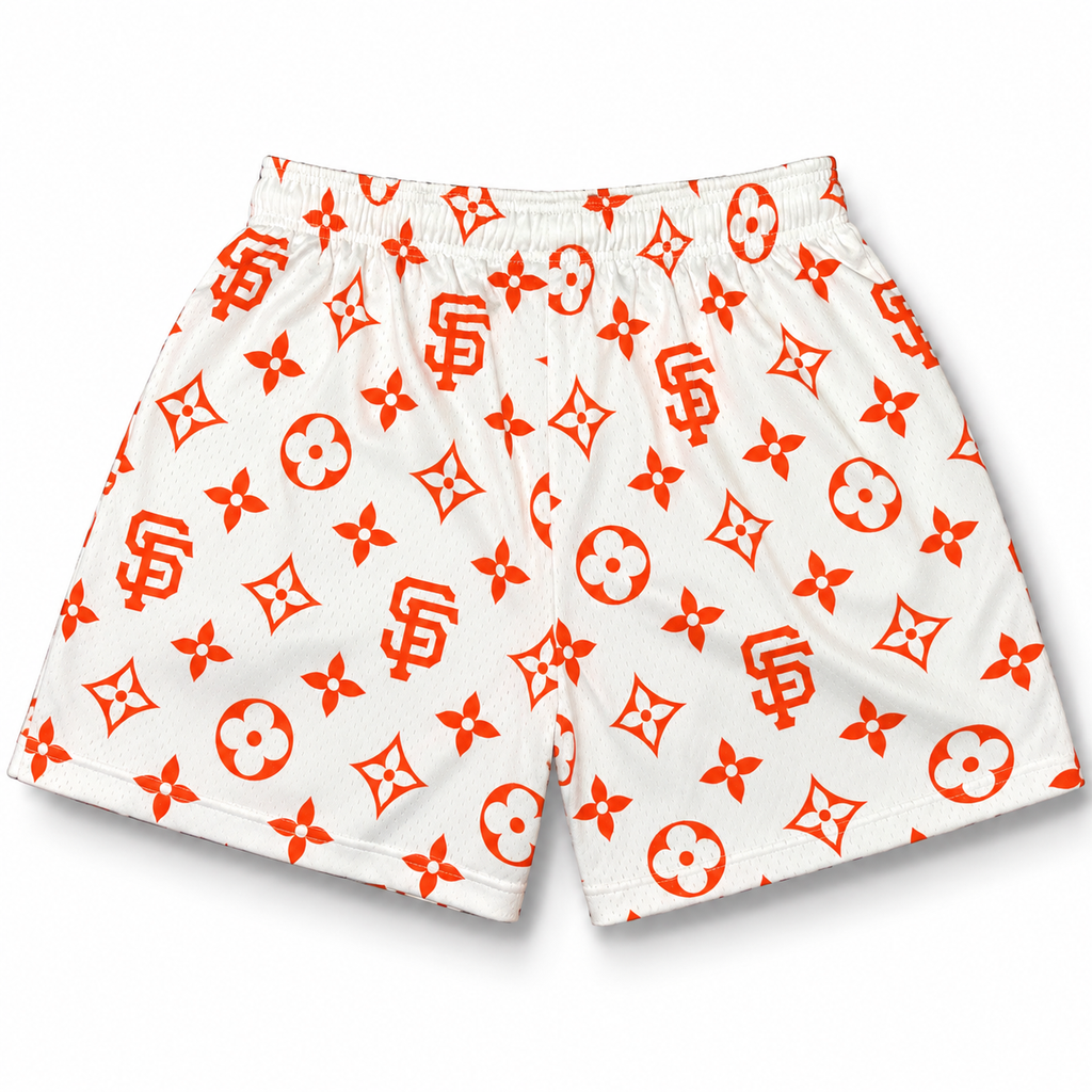 Bravest Studios San Francisco Giants Louis Vuitton-Inspired Mesh Monogram Shorts Cream 2021