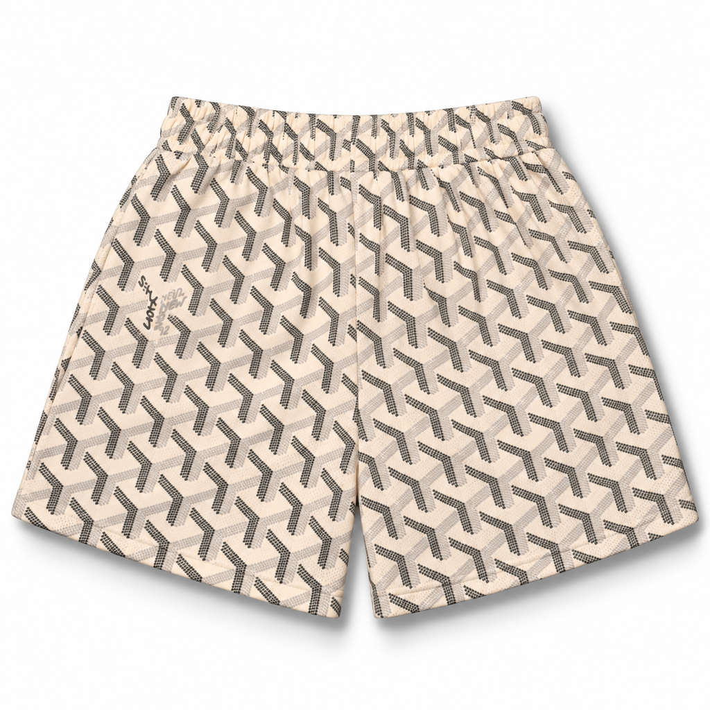 Bravest Studios Goyard-Inspired Mesh Monogram Shorts Cream 2020 (USED)