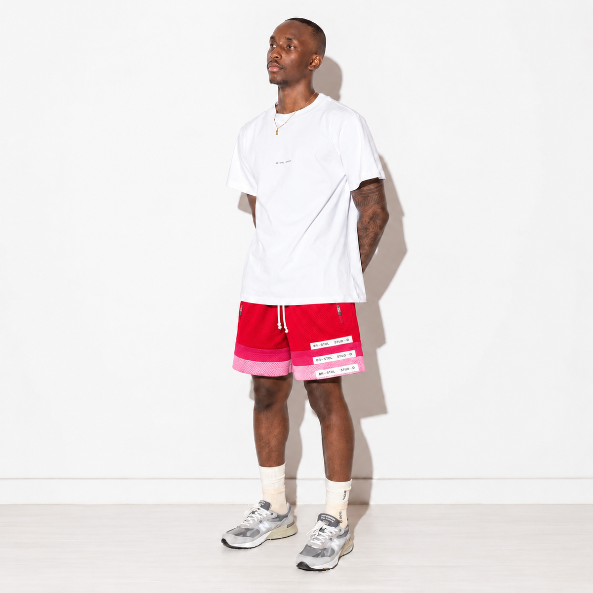 Bristol Studio Triple Hem Shorts Red Rose Pastel Pink 2022 (USED)