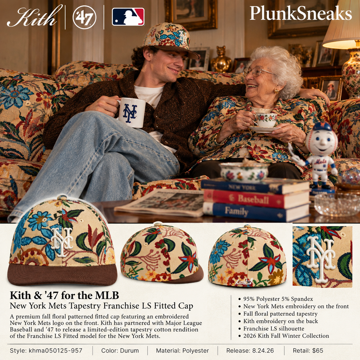 Kith & '47 for the MLB New York Mets Tapestry Franchise LS Fitted Cap 2026