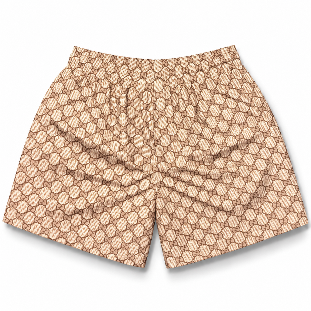 Bravest Studios Gucci-Inspired Mesh Monogram Shorts Tan 2020 (USED)