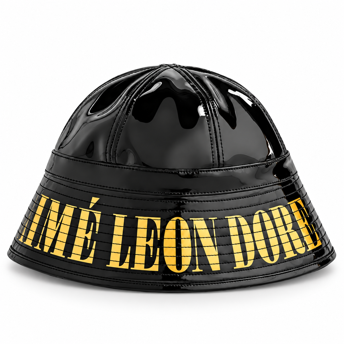 Aimé Leon Dore Patent Leather Bell Bucket Hat Jet Black 2024