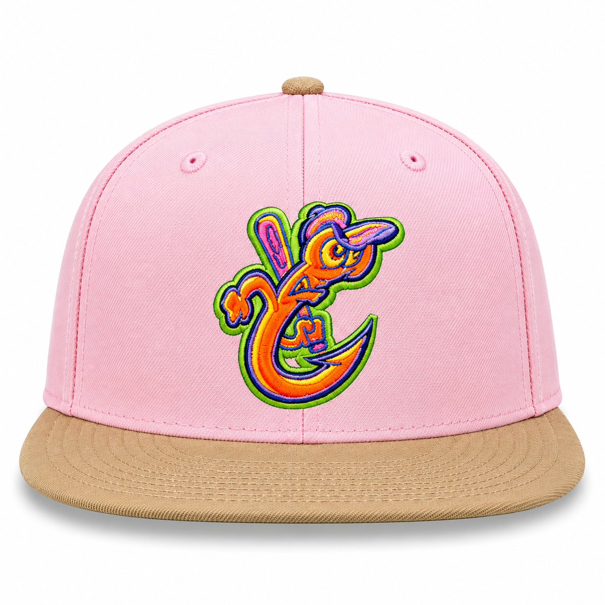 New Era MiLB Corpus Christi Hooks Rusty Hook 59FIFTY Sherbet Collection Fitted Hat Pink Tan 2022