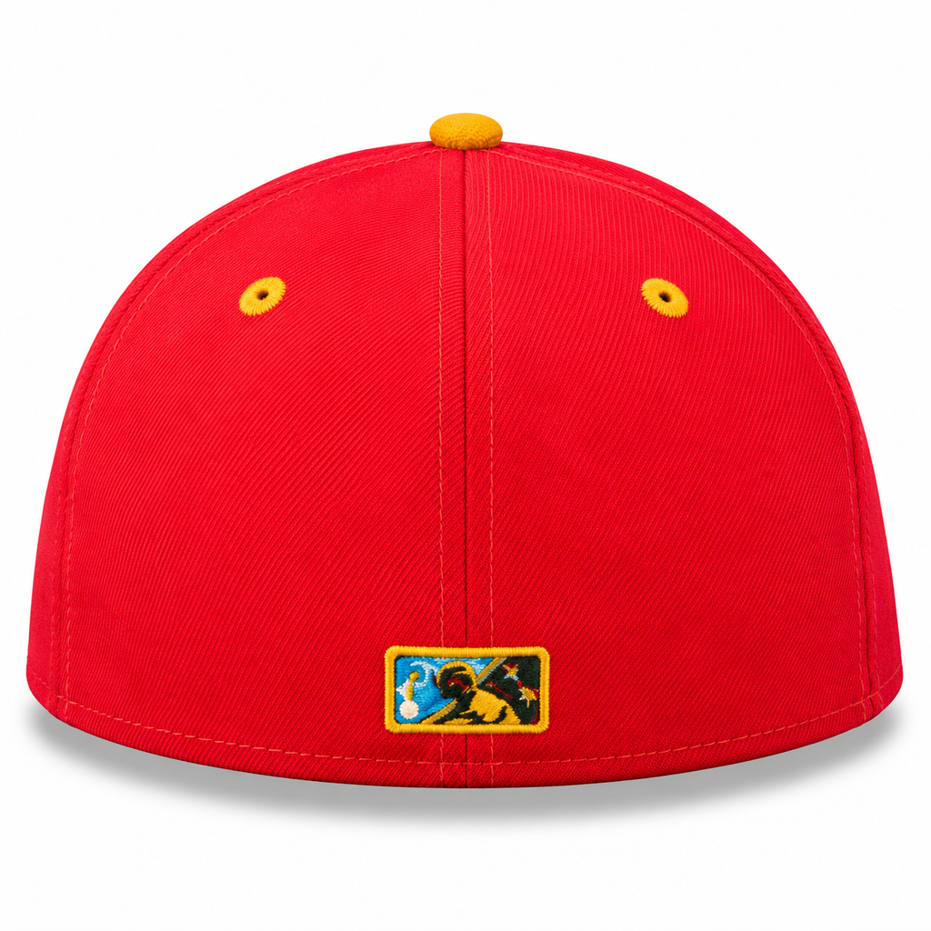 New Era MiLB Delmarva Shorebirds Gallos de Delmarva 59FIFTY Fitted Hat Red Turquoise 2023