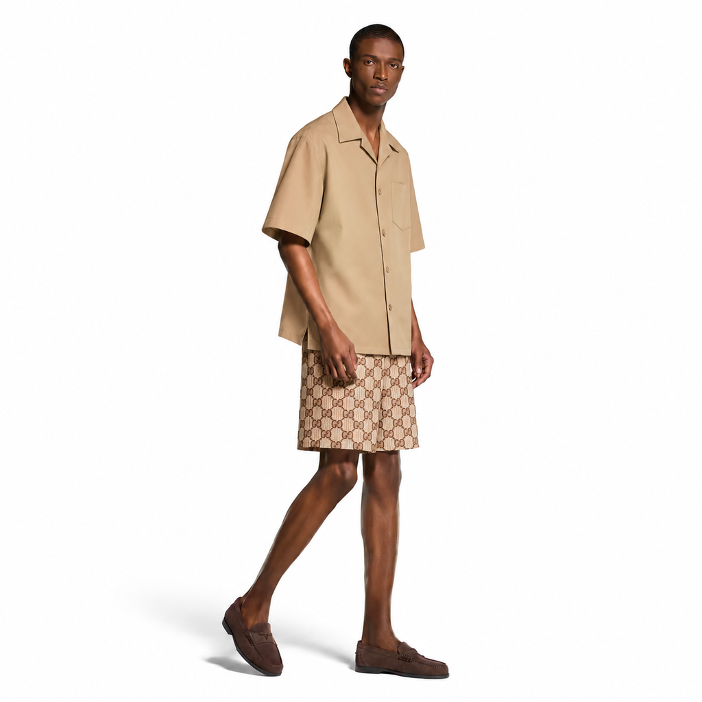 Bravest Studios Gucci-Inspired Mesh Monogram Shorts Tan 2020 (USED)