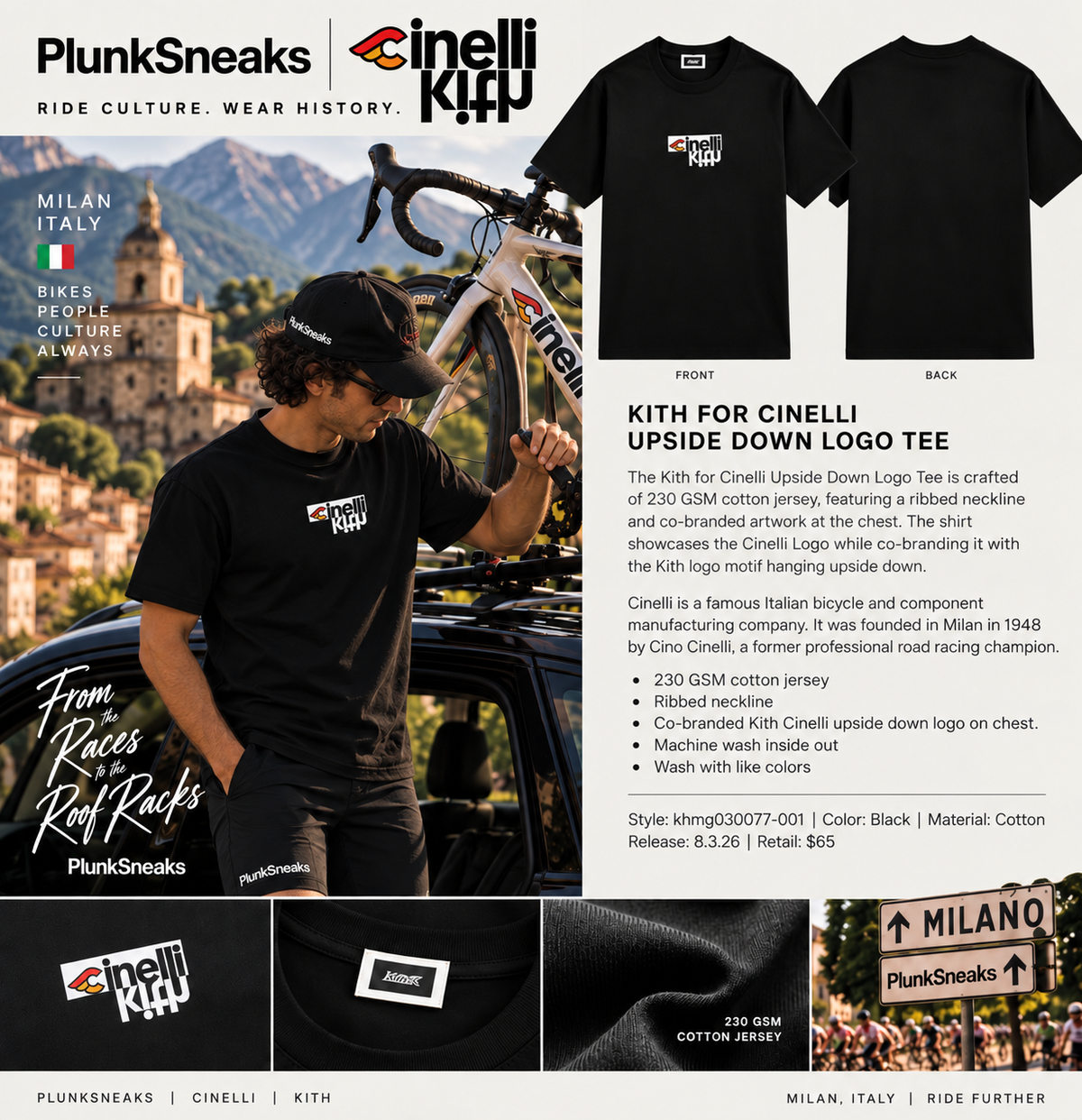 Kith for Cinelli Upside Down Logo Tee Black 2026