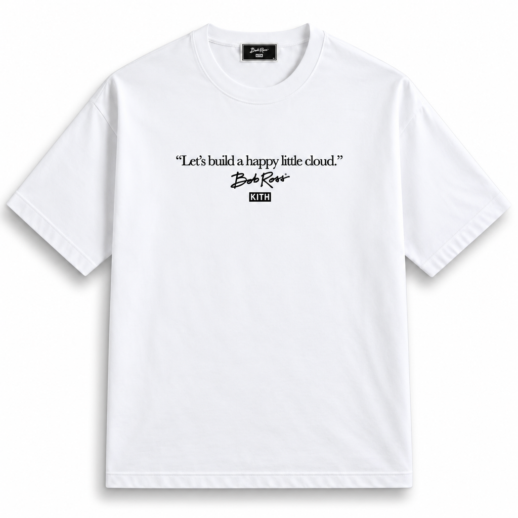 Kith for Bob Ross Happy Clouds Script Tee White 2026