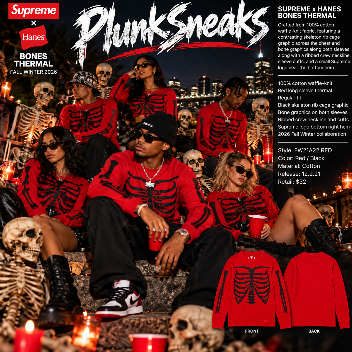 Supreme Hanes Bones Thermal Top Red 2026