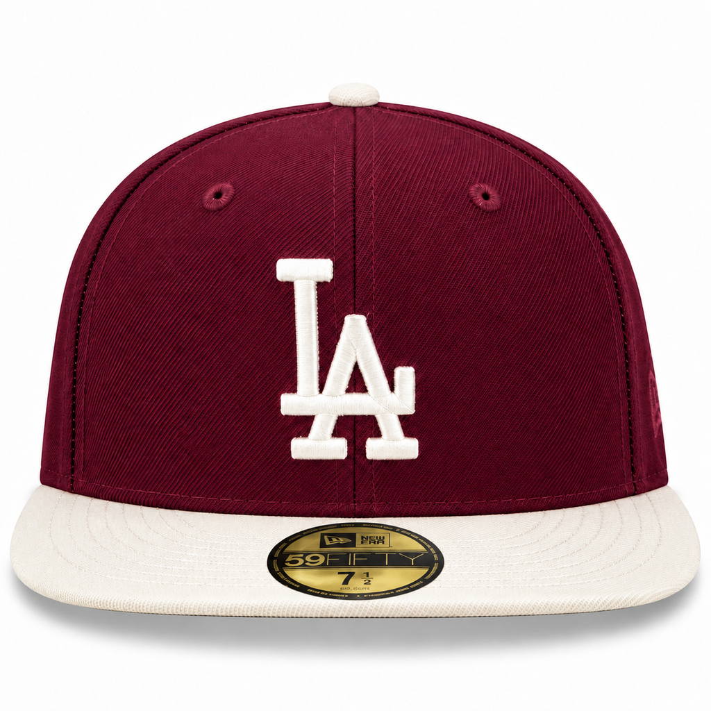 Hat Club New Era Los Angeles Dodgers 100th Anniversary 59FIFTY Fitted Hat Maroon Cream 2022