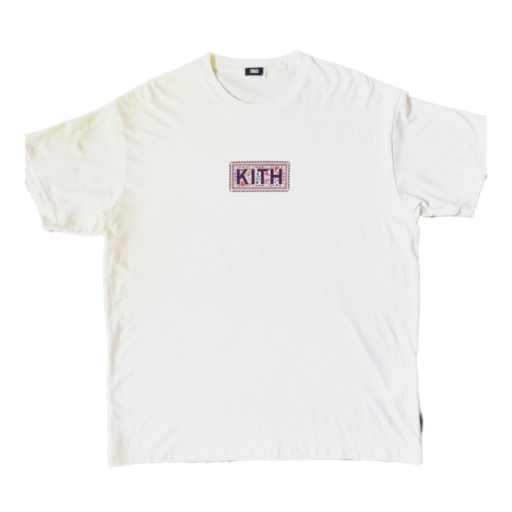Kith Needlepoint Classic Box Logo Tee White 2023 (USED)