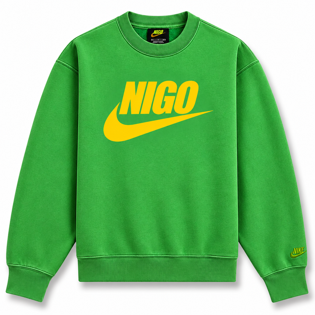 Nike Nigo NRG Fleece Crew Sweatshirt Grass Green 2024 (USED)