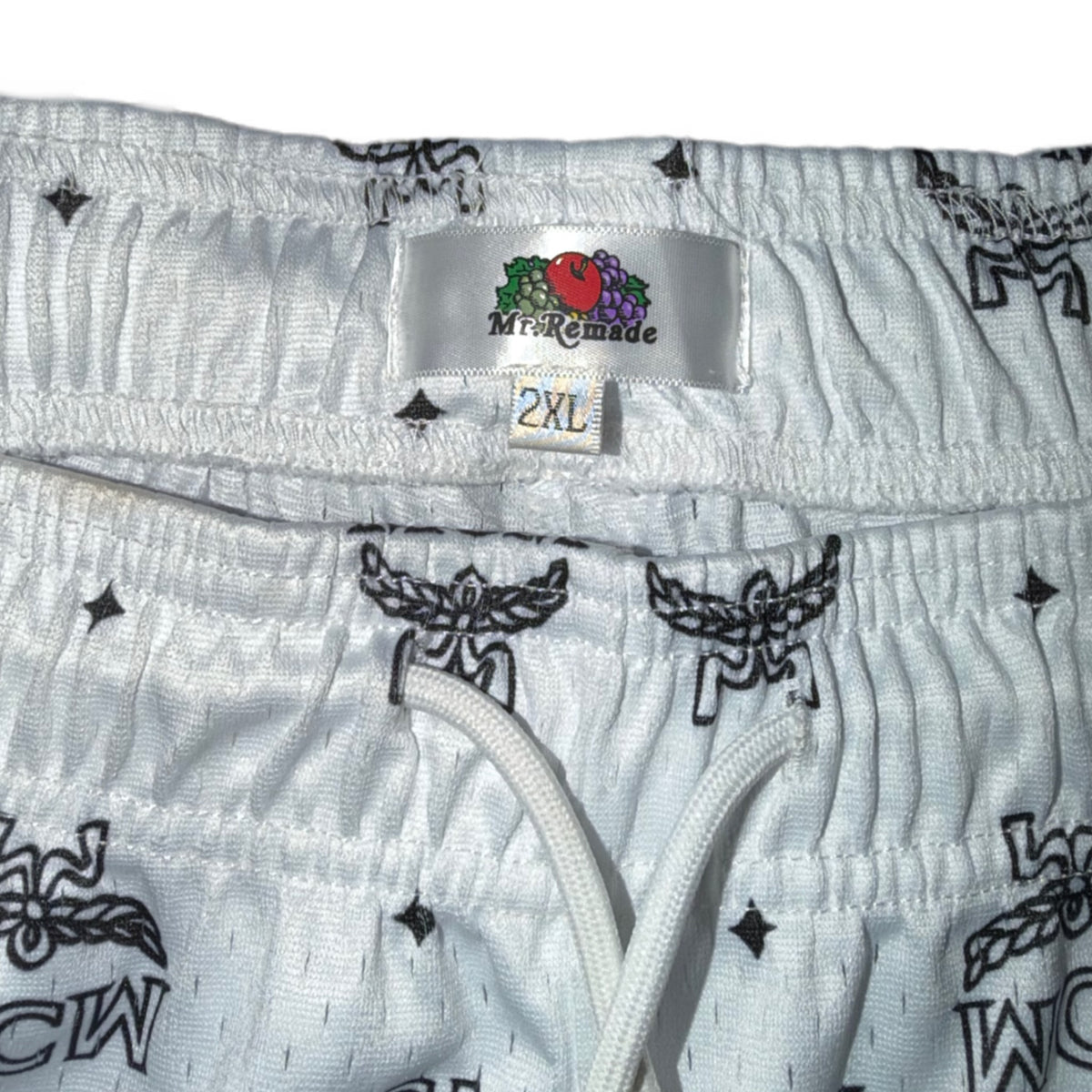 Mr Remade MCM-Inspired Mesh Monogram Shorts White 2021 (USED)