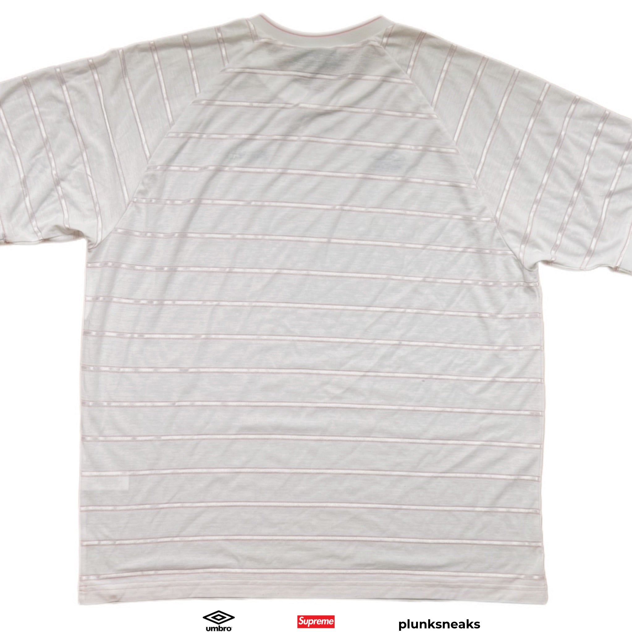 Supreme Umbro Stripe Soccer Jersey White Pink 2025 (USED)