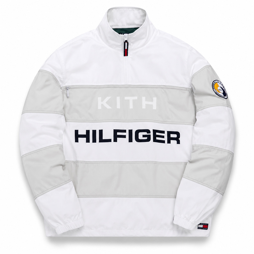 Kith x Tommy Hilfiger Stripe Woven Pullover Jacket White Grey 2019 (USED)