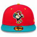 New Era MiLB Delmarva Shorebirds Gallos de Delmarva 59FIFTY Fitted Hat Red Turquoise 2023