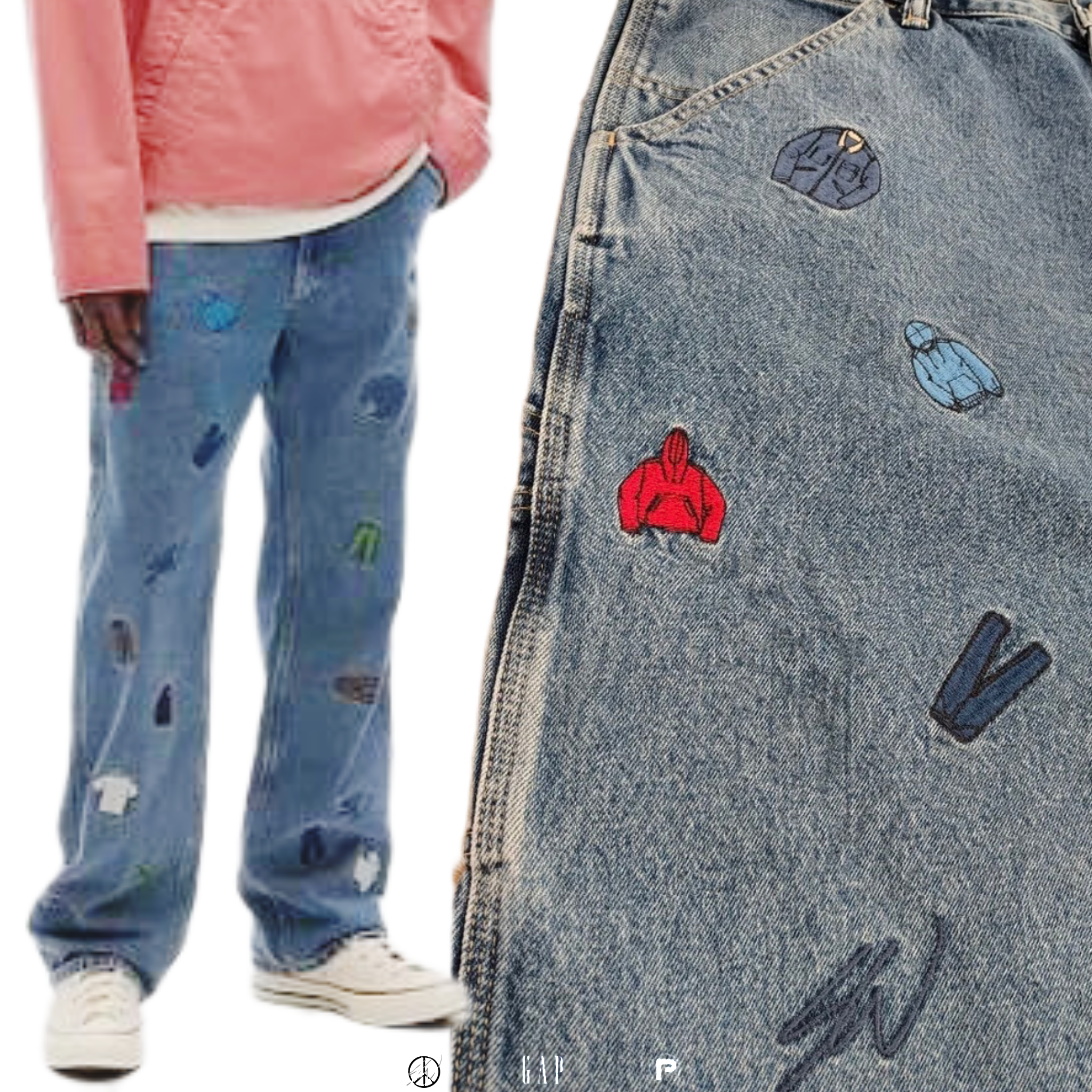 Gap Re-Issue Sean Wotherspoon Embroidered Denim Relaxed Carpenter Jean 2023
