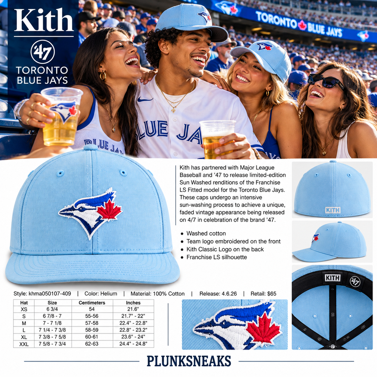 Kith '47 Toronto Blue Jays Washed LS Franchise Cap Helium 2026