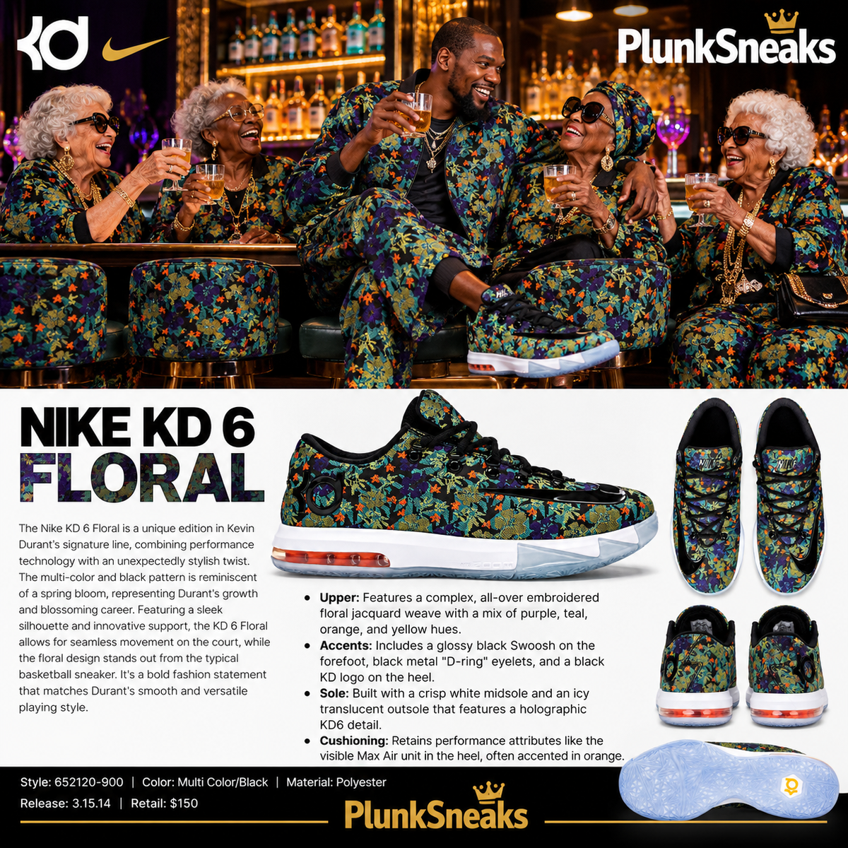 Nike KD 6 Low QS EXT Floral 2014 (USED)