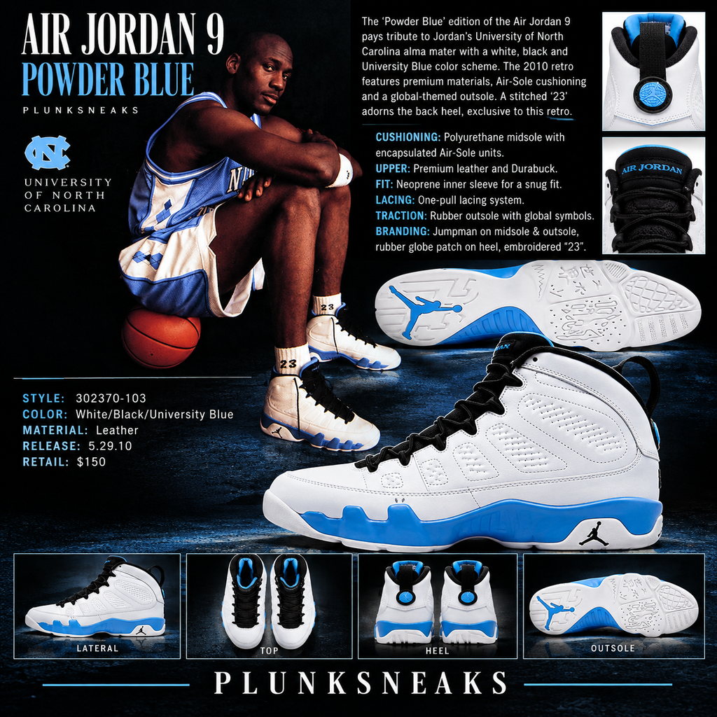 Air Jordan 9 UNC Powder Blue 2010 (USED)