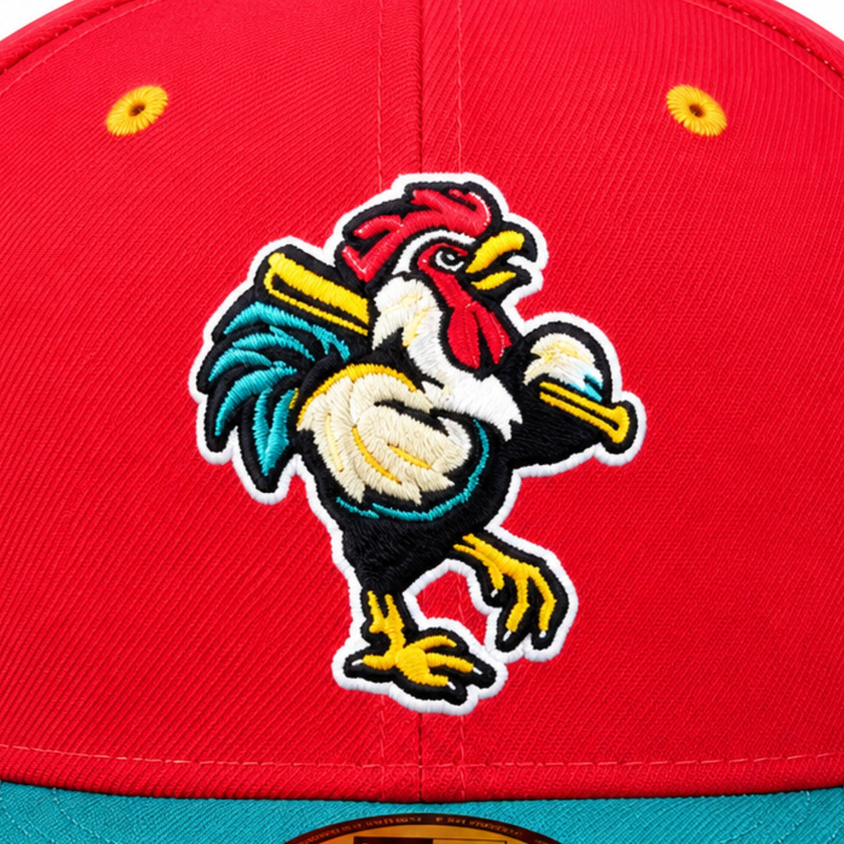 New Era MiLB Delmarva Shorebirds Gallos de Delmarva 59FIFTY Fitted Hat Red Turquoise 2023