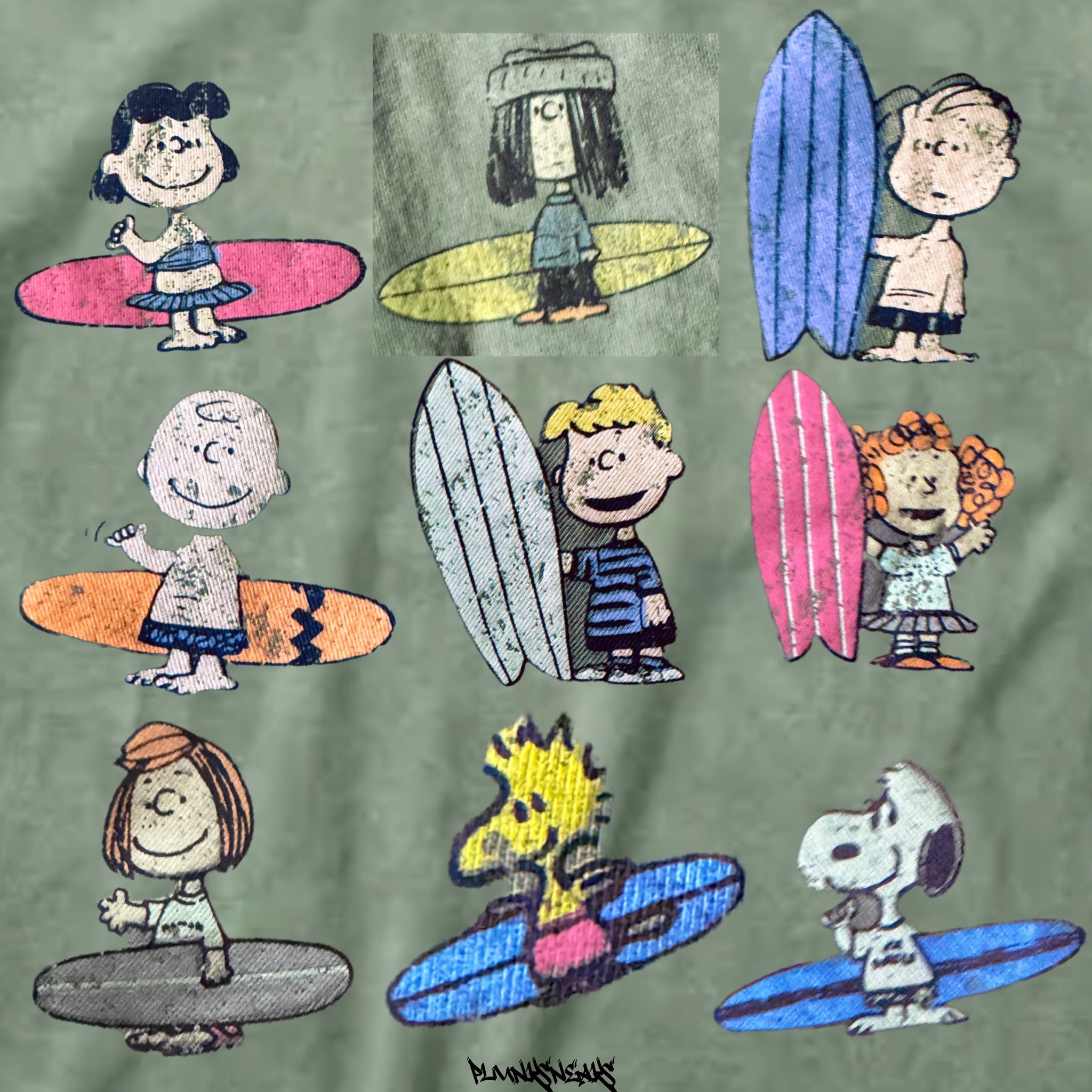 Peanuts All-Over Surf Crew Vintage Tee