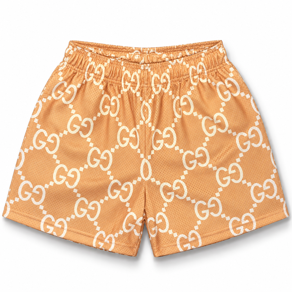 Bravest Studios Gucci-Inspired Mesh Monogram Shorts Salmon 2021 (USED)