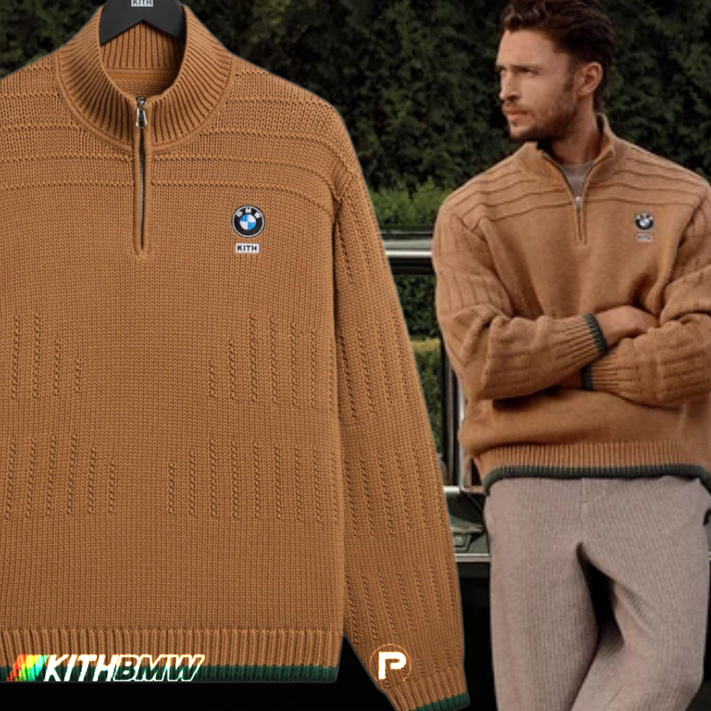Kith for BMW Ansel Quarter Zip Sweater Desert