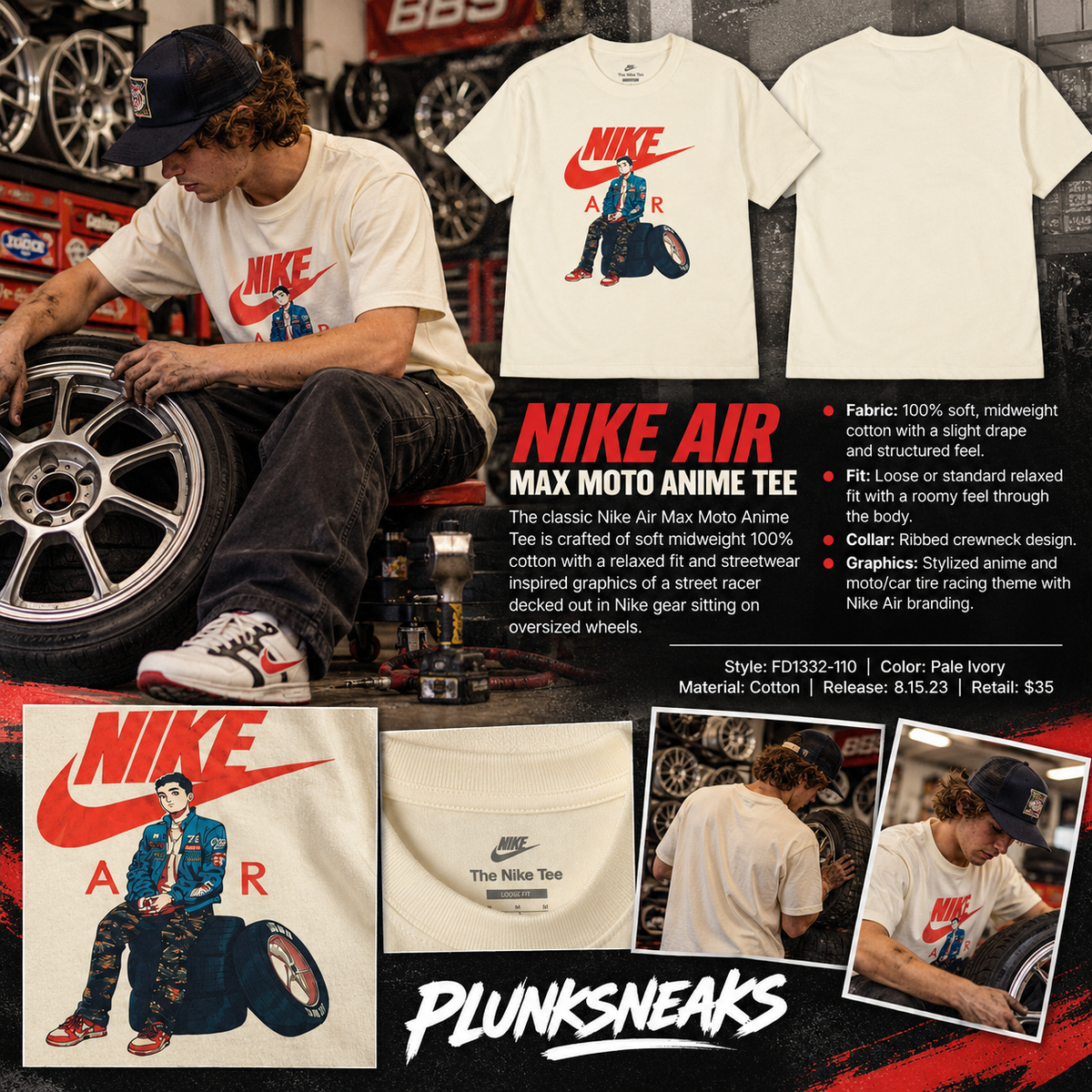 Nike Air Max Moto Anime Vintage Tee Pale Ivory 2023