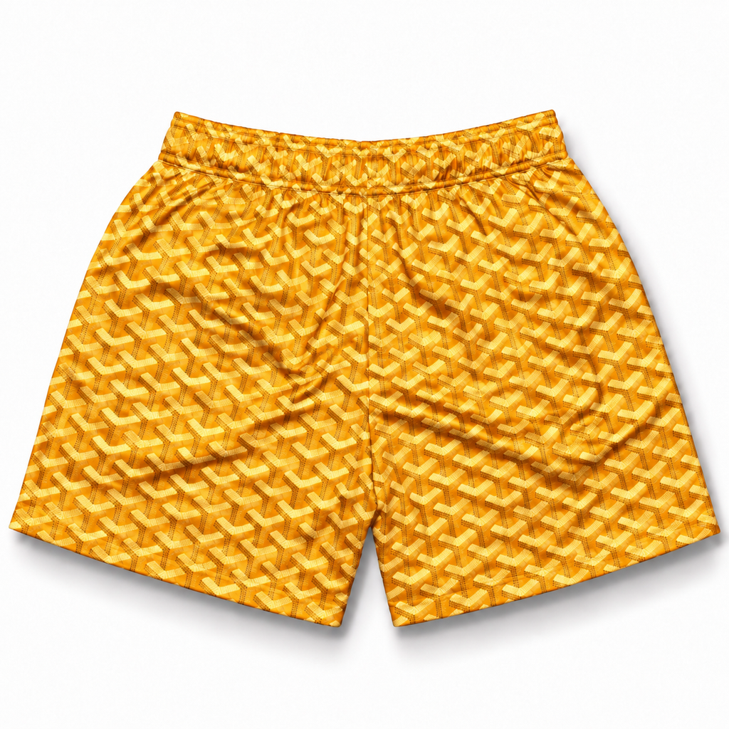 Mr Remade Goyard-Inspired Mesh Monogram Shorts Golden Yellow 2021 (USED)