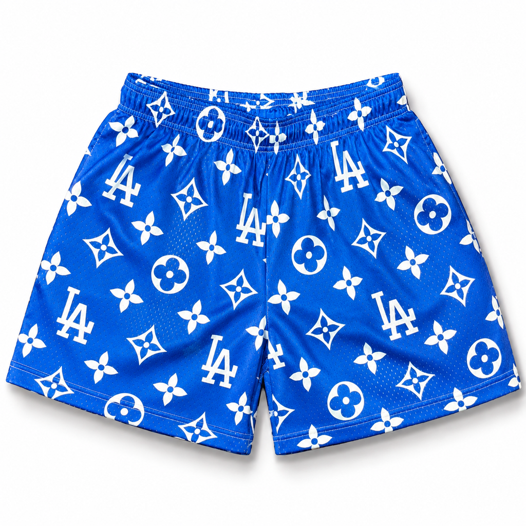 Bravest Studios Los Angeles Dodgers Louis Vuitton-Inspired Mesh Monogram Shorts Royal Blue 2021