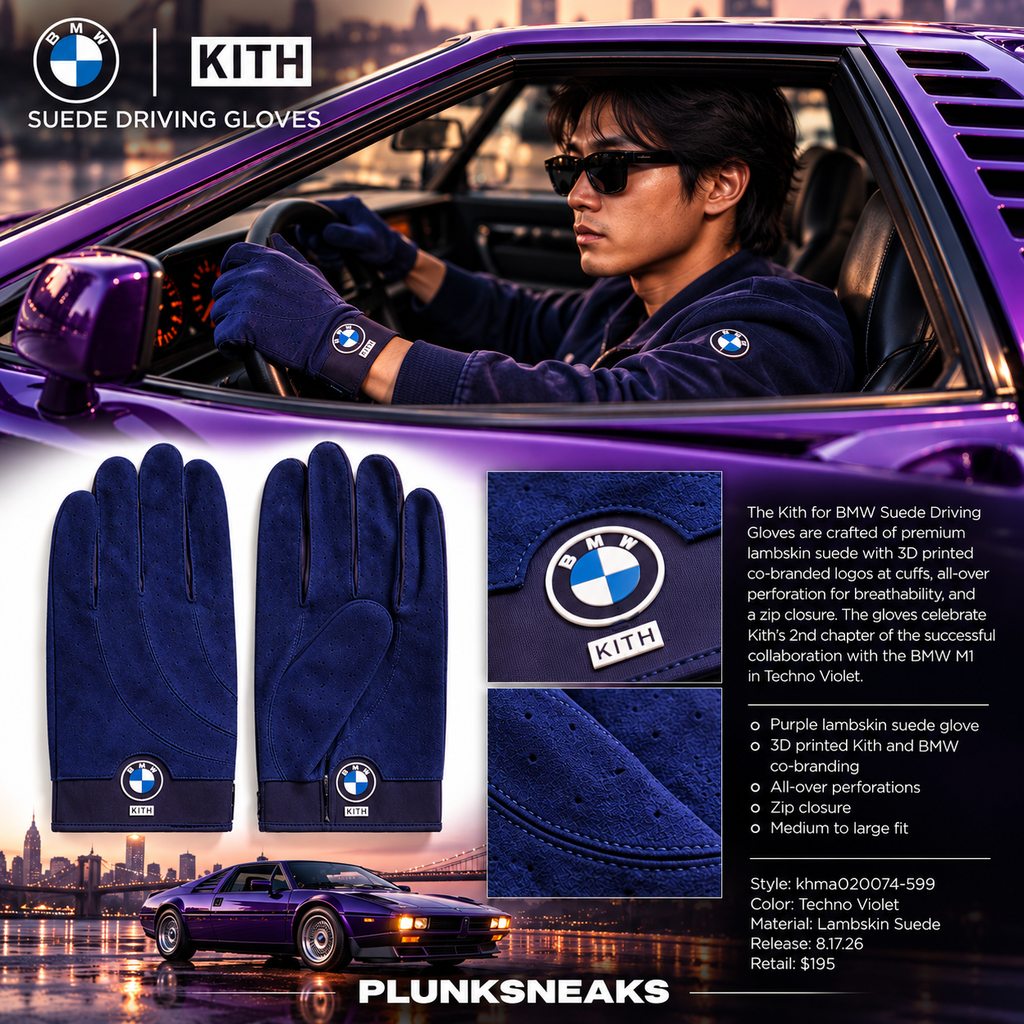Kith for BMW Suede Driving Gloves Techno Violet 2026