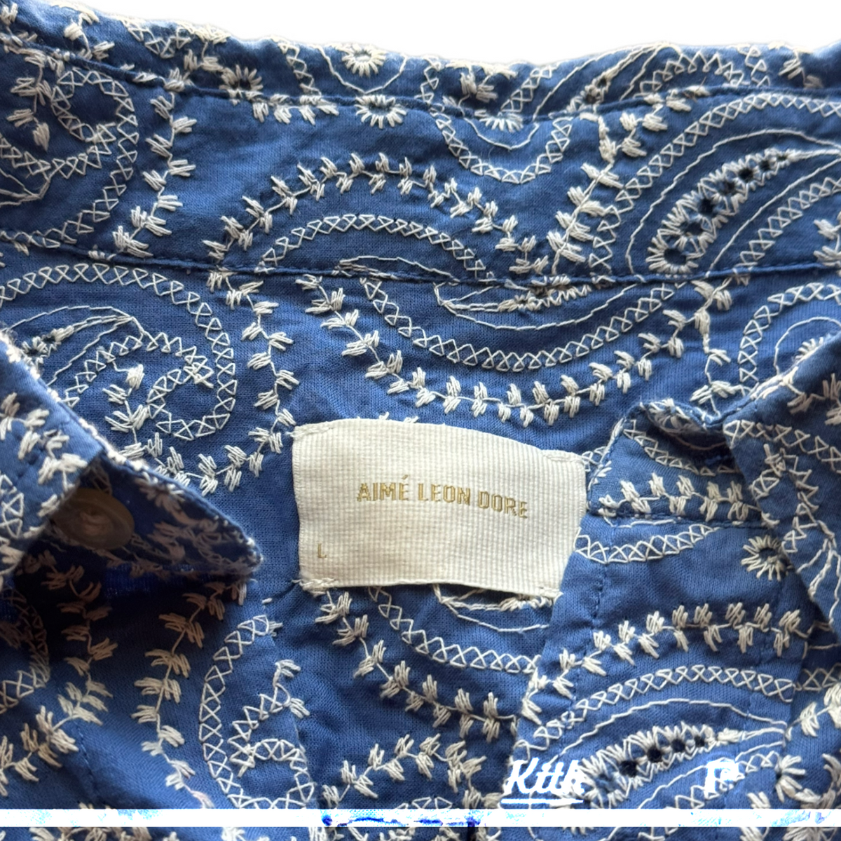 Aimé Leon Dore Paisley Embroidered Button Down Blue 2024