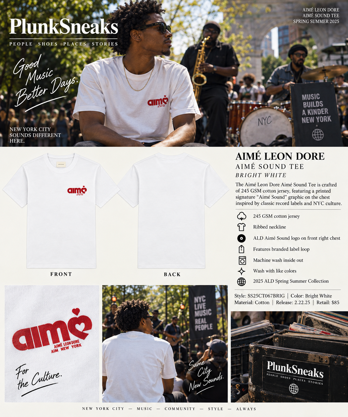 Aimé Leon Dore Aimé Sound Tee Bright White 2025 (USED)