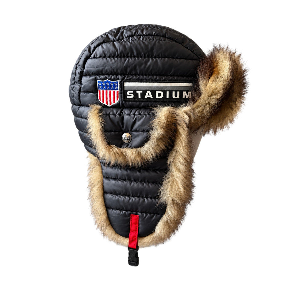 Polo Ralph Lauren Winter Stadium 1992 Earflap Hat Black Tan 2018 (USED)