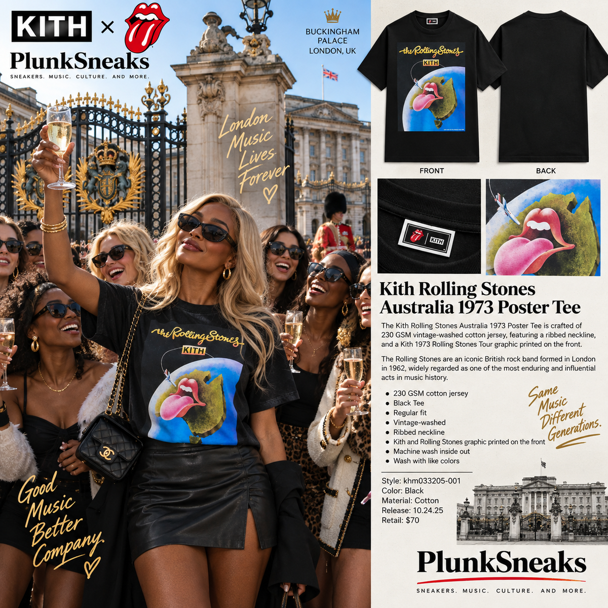 Kith For The Rolling Stones Australia 1973 Poster Tee Black 2025