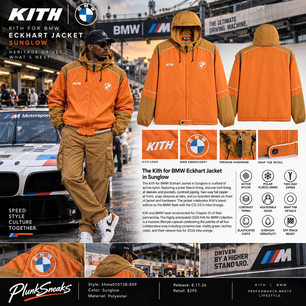 Kith for BMW Eckhart Nylon Hooded Jacket Sunglow 2026