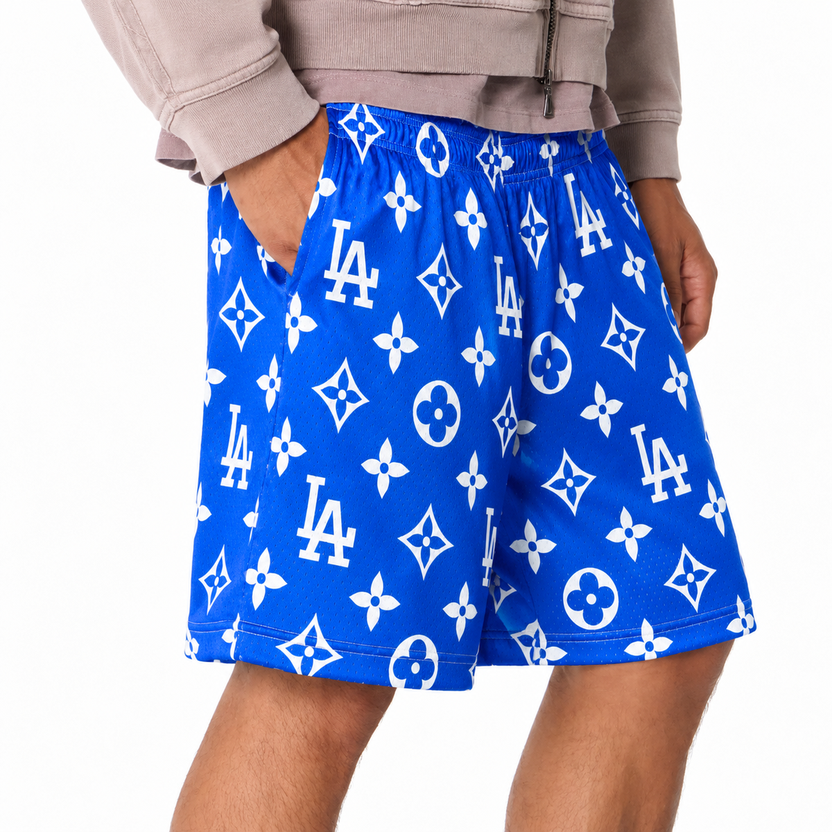 Bravest Studios Los Angeles Dodgers Louis Vuitton-Inspired Mesh Monogram Shorts Royal Blue 2021