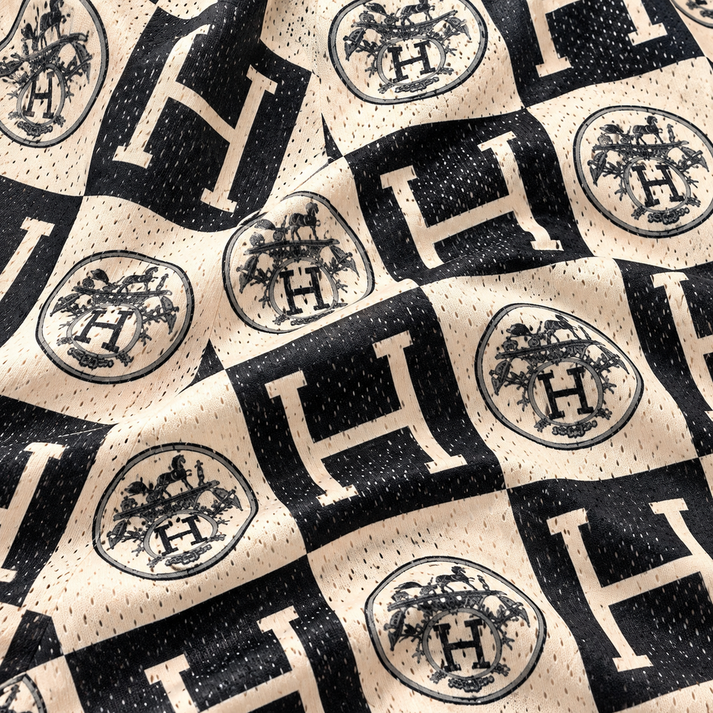 Bravest Studios Hermès-Inspired Mesh Monogram Shorts Cream Black 2022 (USED)
