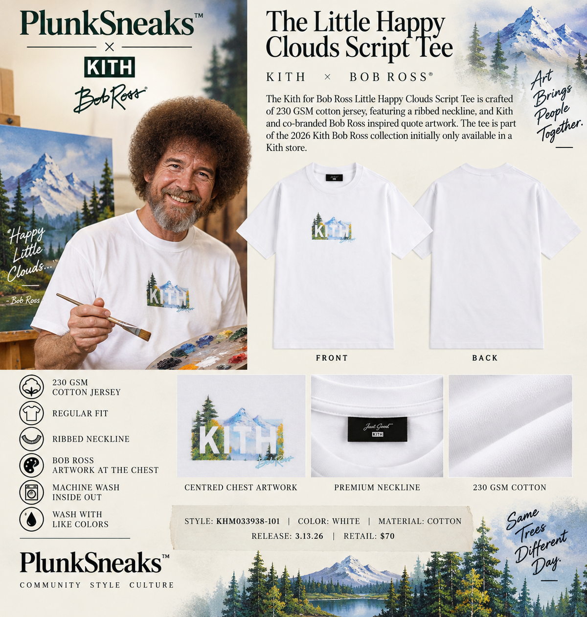 Kith for Bob Ross Mountain Classic Box Logo Tee White 2026