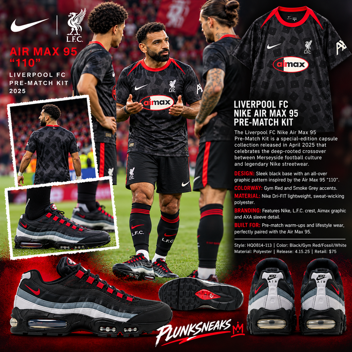 Liverpool FC Nike Air Max 95 Pre-Match Jersey Black 2025