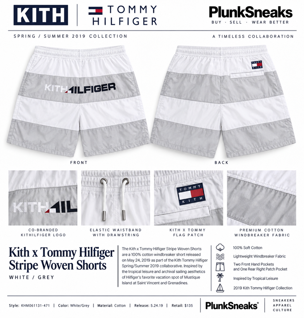 Kith x Tommy Hilfiger Stripe Woven Shorts White 2019 (USED)