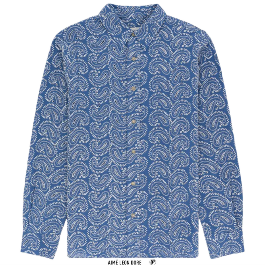 Aimé Leon Dore Paisley Embroidered Button Down Blue 2024